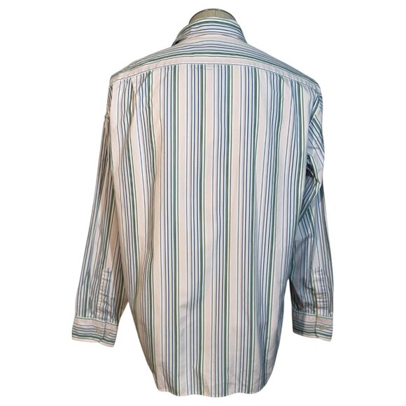 J Crew Mens Size L Striped Button Down Shirt 2-Ply Cotton Green Blue Pink White - Picture 6 of 9
